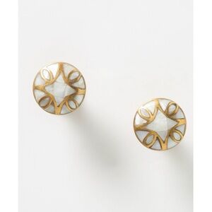 Anthropologie Mother Of Pearl Knobs Set of 2 Gold New